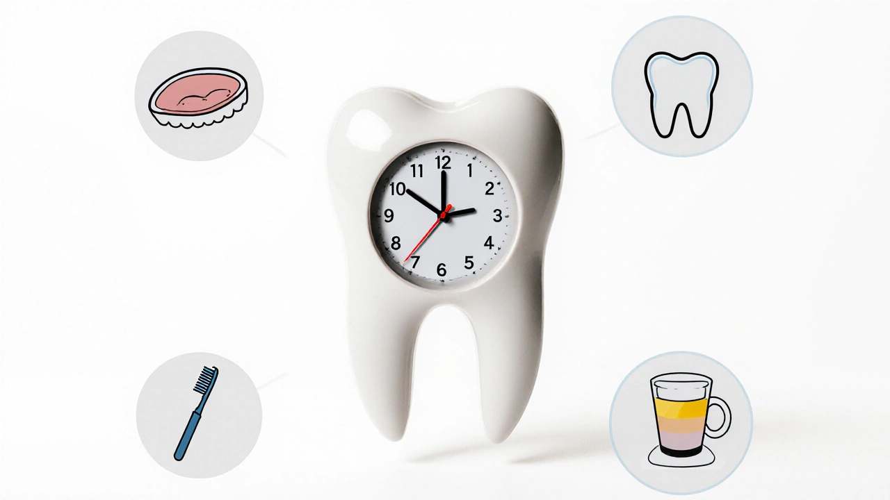 Keramická fazeta s hodinami ukazujícími 15letou životnost