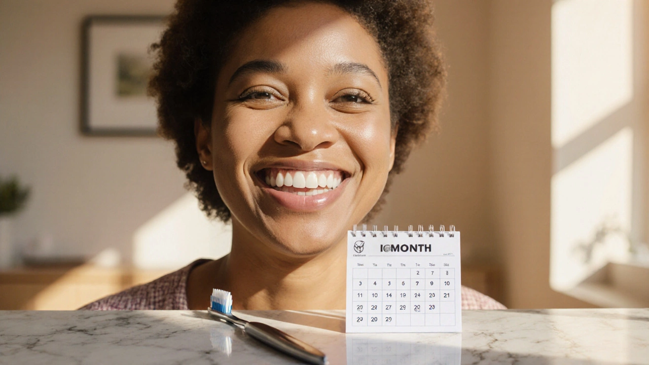 Spokojený pacient s bílým úsměvem po nasazení kompozitních fazet, připravený na pravidelnou údržbu.