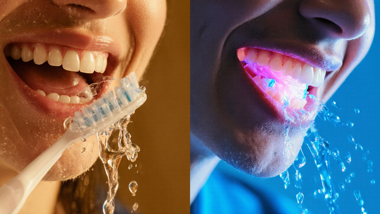 Porovnání účinků vyplachování vodou vs. nevyplachování po čištění zubů