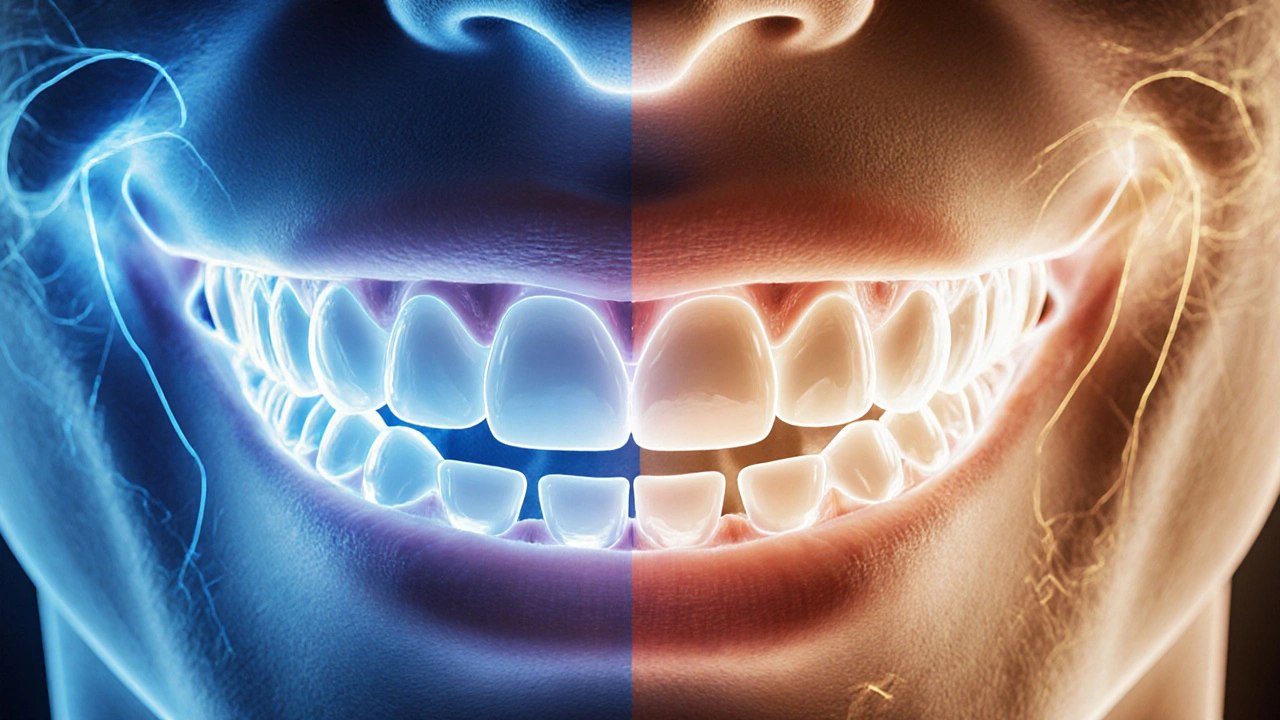 Různé typy podpory zubní protézy: implantáty a flexibilní základ v porovnání s kostní regenerací.