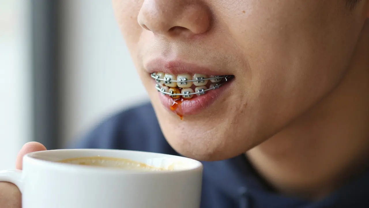 Káva znečišťuje elastické vazky keramických rovnátek.