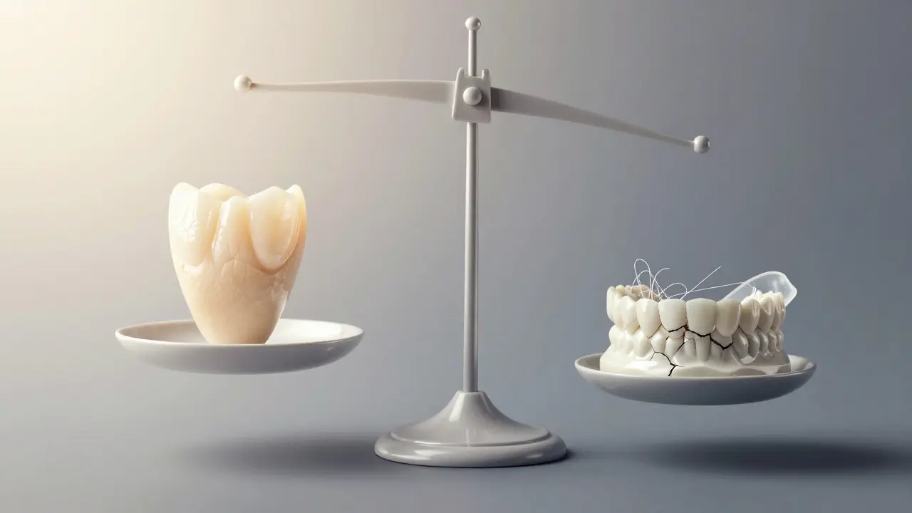 Váha s jednou nepoškozenou fazetou na jedné straně a poškozenou fazetou s plakem na druhé.