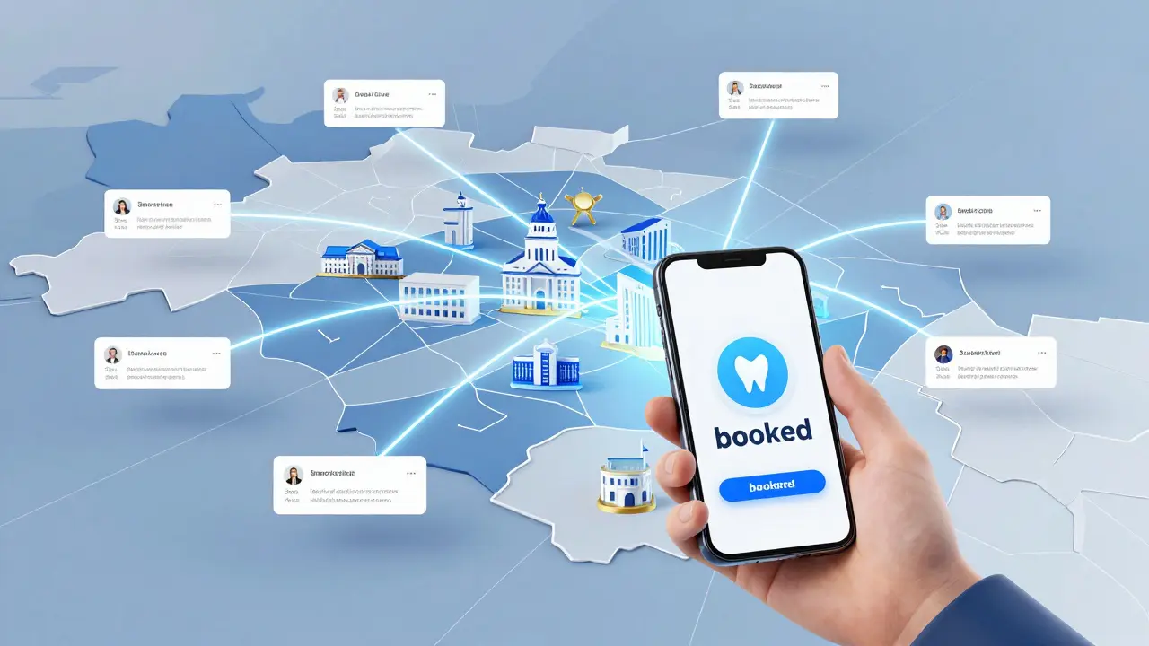 Digitální mapa Prahy s ikonami rezervací u zubaře