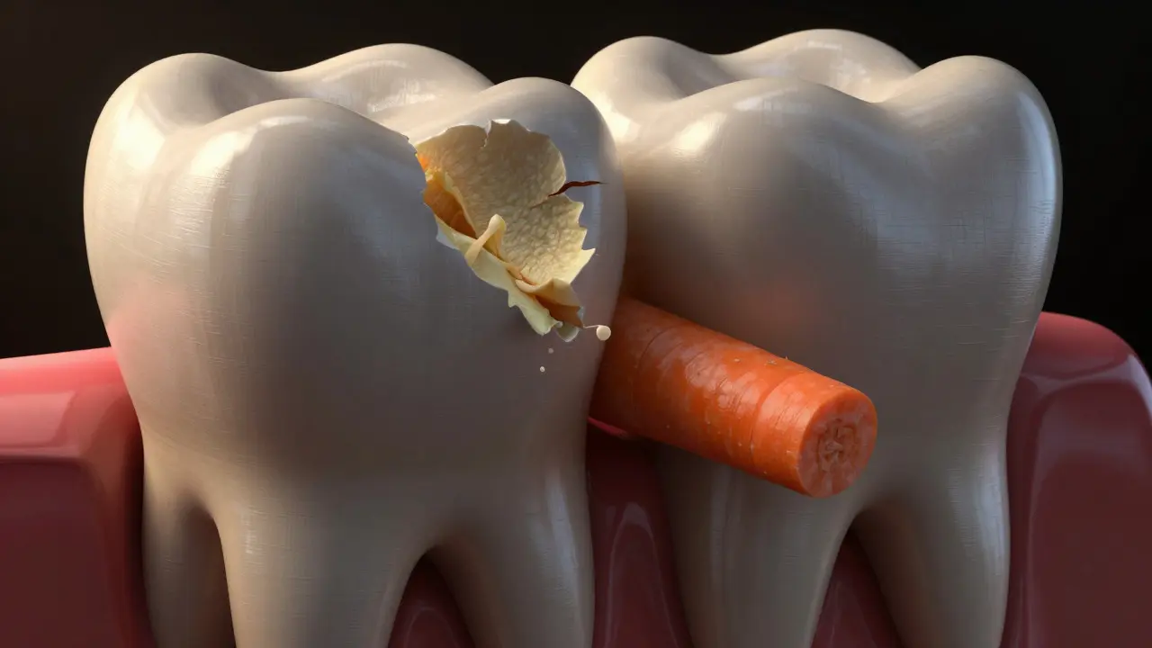 3D vizualizace stoličky drtící potravu s důrazem na drtící plochu