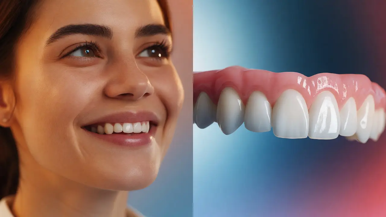Vizuální srovnání kompozitních a porcelánových facel