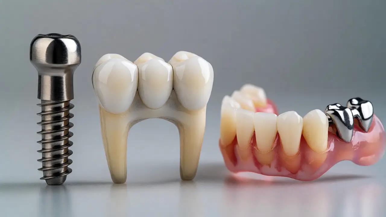 Srovnání tří možností náhrady zubu: implantát, můstek a výplata